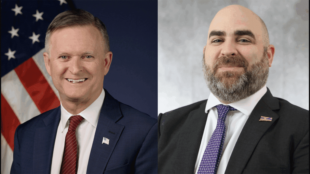 U.S. Deputy Transportation Secretary Steven Bradbury (left) and CTDOT Commissioner Garrett Eucalitto. (Photographs courtesy of the respective government agencies)